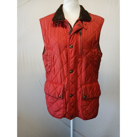 Polo Ralph Lauren Jackets & Blazers - Polo Ralph Lauren Small Red Quilted Vest With Courderoy Collar Womens